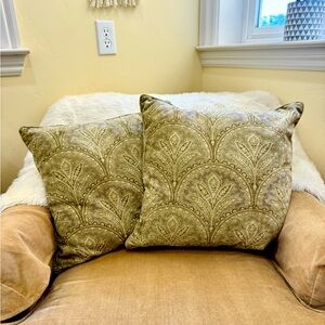 Pottery Barn Paisley Suede like Throw Pillows & Cases (Two) - Sage/Greens in EUC